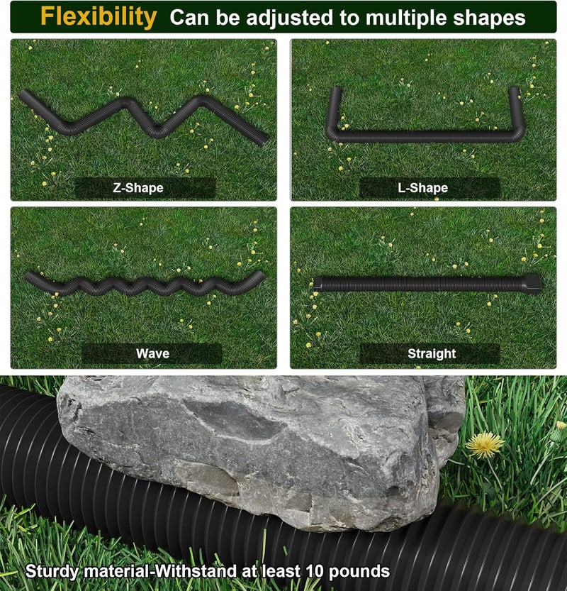 Ogutter Rain Gutter Downspout Extensions, Downspout Extender for Rainwater Drainage Flexible, Down Spout Drain Extension Pipe and Extendable from 21 to 66 Inches (Black) - Image 2